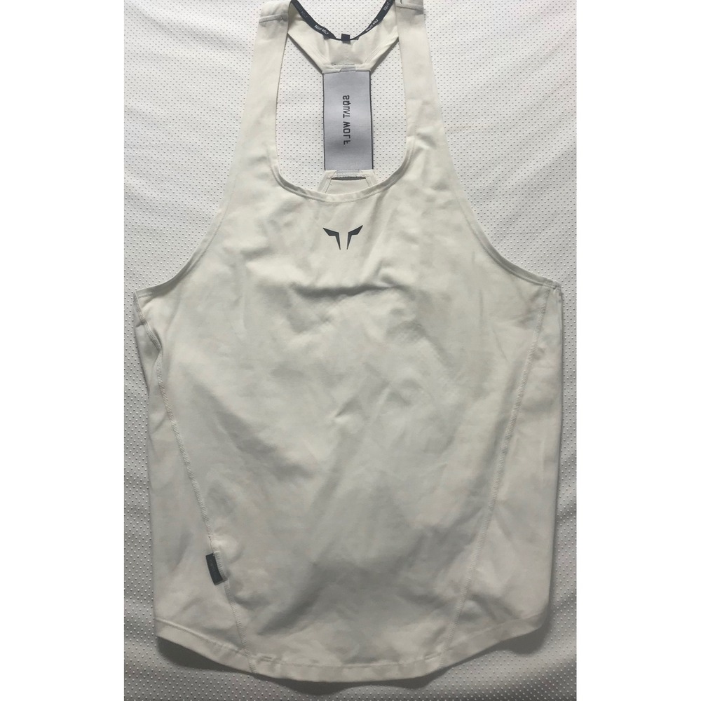 Squat Wolf Racerback Tank Top Athletic Workout Gym Fitness Sleeveless‎ White M